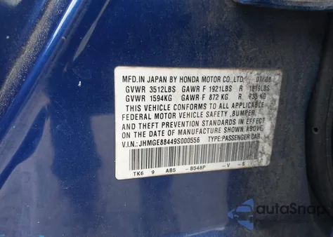 2009 Honda Fit Sport from USA, damaged, VIN JHMGE88449S000556